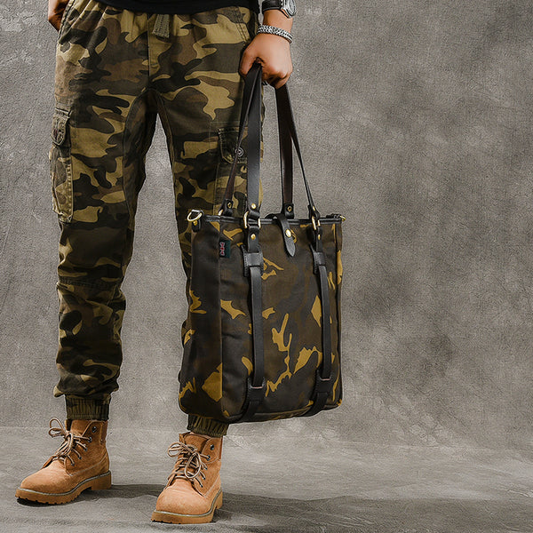 Canvas Men Tote Bag Camouflage Shoulder Bag Vintage Men Messenger Bag ...