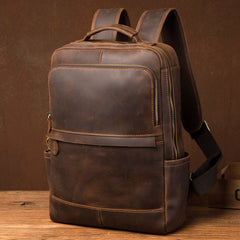 Crazy Horse Leather Backpack Men Laptop Backpack Handmade Travel Backp ...
