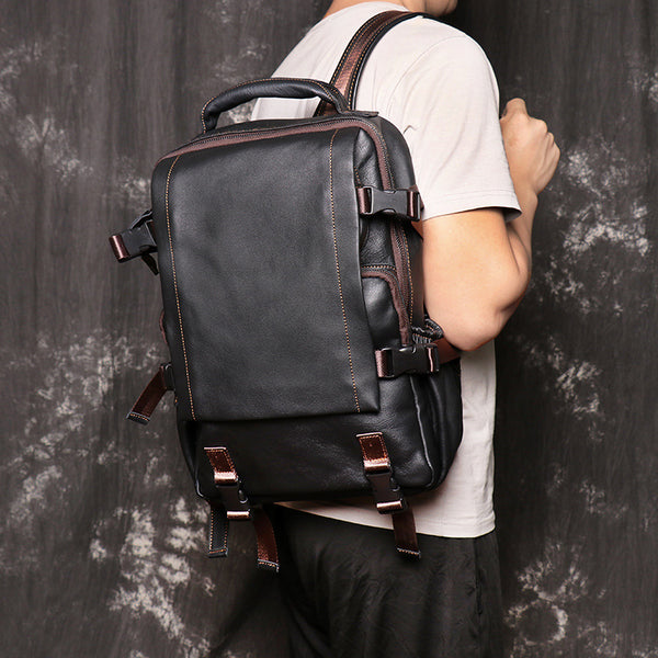 Full Grain Leather Backpack For Mens Leather Travel Backpack Casual La ...