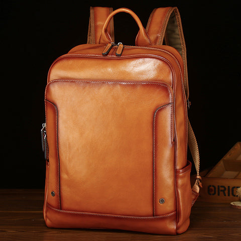 Vintage Leather Backpack College Backpacks School Backpack ...