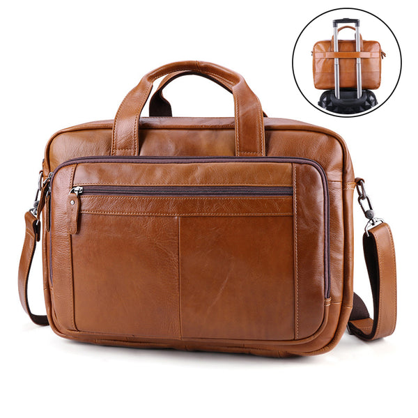 Full Grain Leather Briefcase 17 Inch Laptop Bags Leather Messenger Bag ...