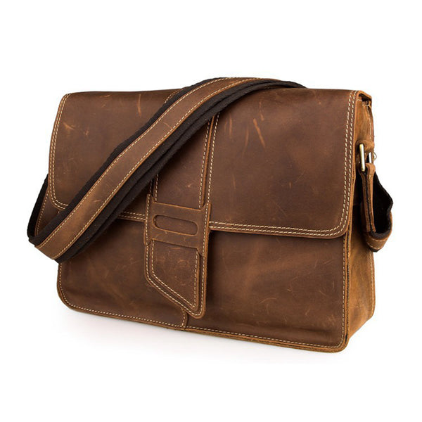 Full Grain Leather Messenger Bag Vintage Leather Shoulder Bag For Men ...