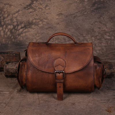 ladies brown leather messenger bag