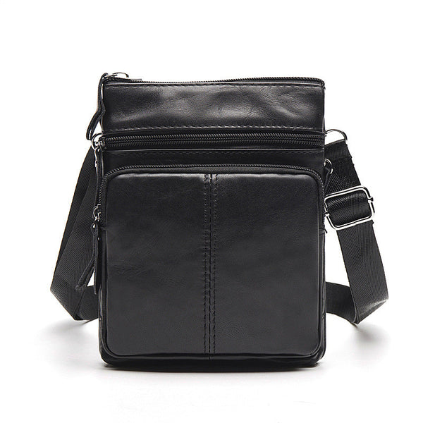 Men&#39;s Top Grain Genuine Leather Zipper Shoulder Bag, Vintage Leisure S – ROCKCOWLEATHERSTUDIO