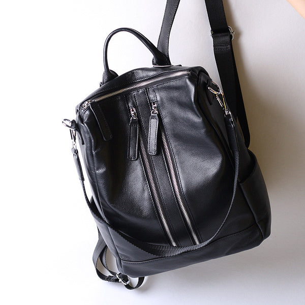 Women Leather Shoulder Bag, Full Grain Leather Rucksack, Dual-Use Back ...