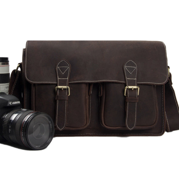 Antique Genuine Leather Camera Bag Messenger Bag Shoulder Bag DSLR Cam – ROCKCOWLEATHERSTUDIO