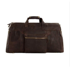 Vintage Full Grain Leather Large Capacity Travel Luggage Men Duffle Gy ...