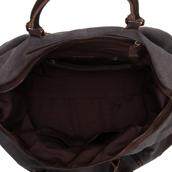 Oversized Canvas Duffle Bag with Leather Trim, Travel Bags for Men ...