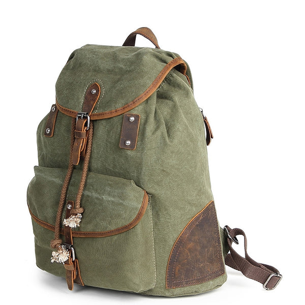 Waxed Canvas Large Backpack, Canvas and Leather Rucksack, Travel Bag A – ROCKCOWLEATHERSTUDIO