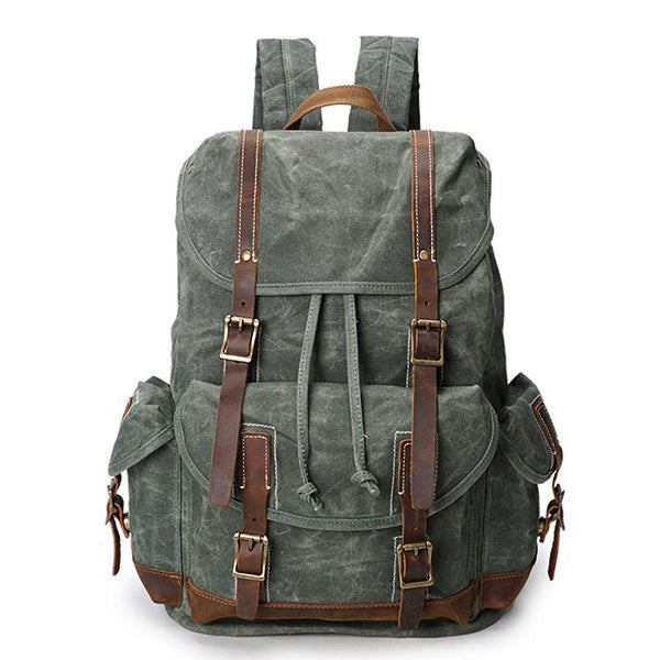 Vintage Waxed Canvas Backpack, Waterproof Backpack, Mens Canvas Backpa ...