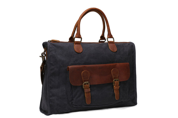 Vintage Canvas Leather Messenger Traveling Briefcase Shoulder Laptop B ...