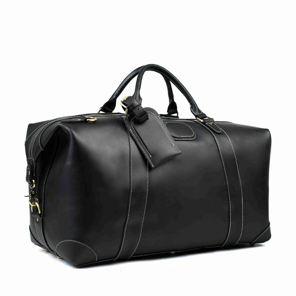 RockCow Black Leather Duffle Bag, Mens Weekend Bag, Mens Travel Bag ...