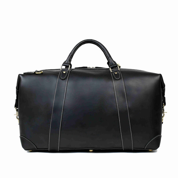 leather duffle bag black