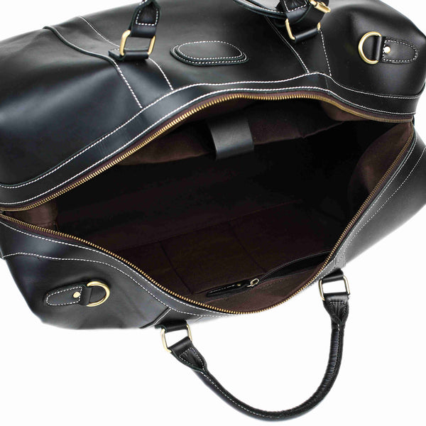 black leather overnight bag mens