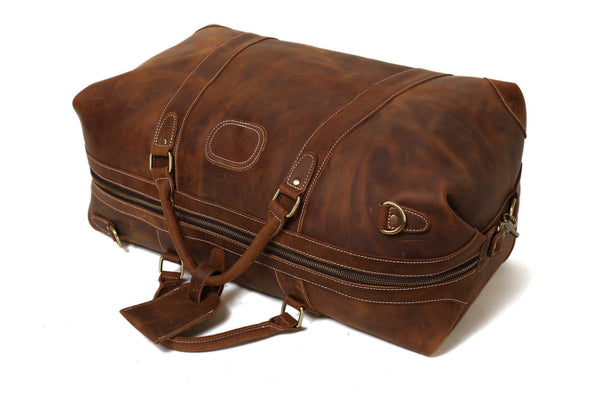 mens leather weekend travel bag