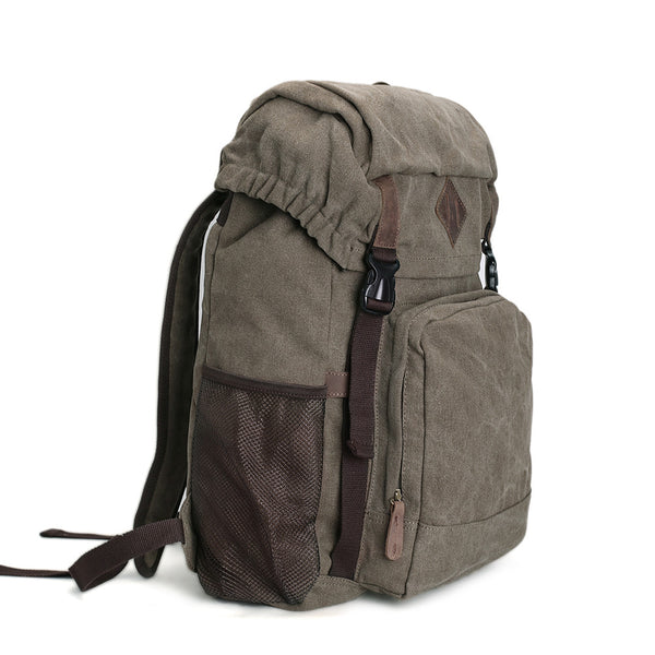 ROCKCOW Waxed Canvas Backpack, Rucksack, Hiking Travel Backpack AF16 ...