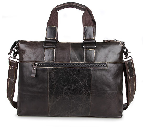 Handmade Top Grain Leather Briefcase Men's Minimalism Messenger Bag ...