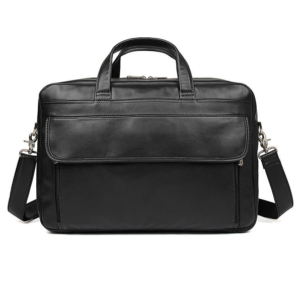 Men's Top Grain Leather Briefcase Black Travel Messenger Bag Laptop Ba ...