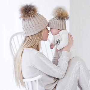 Mother Baby Knitted Beanie Nine