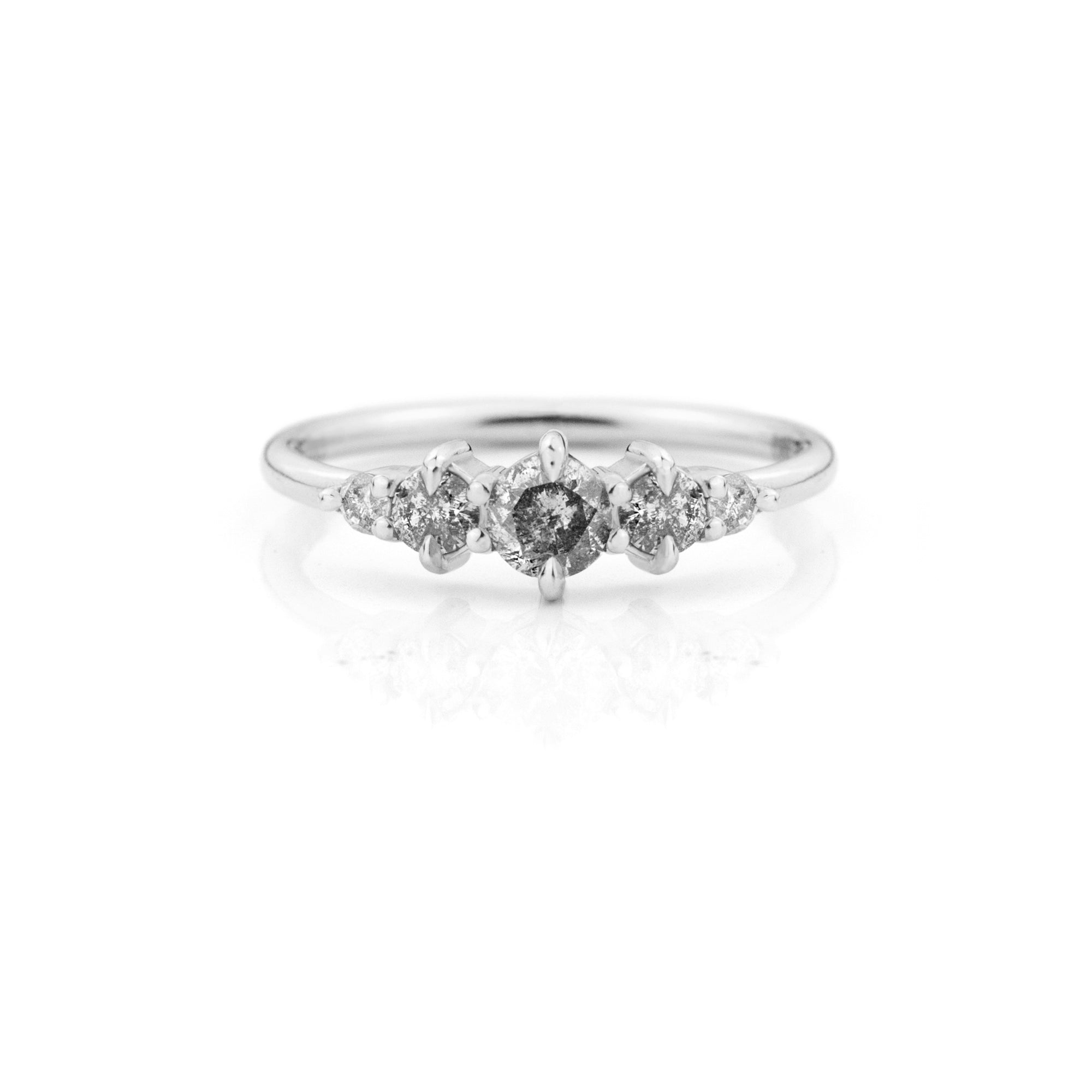 Five Salt and Pepper Diamond Ring