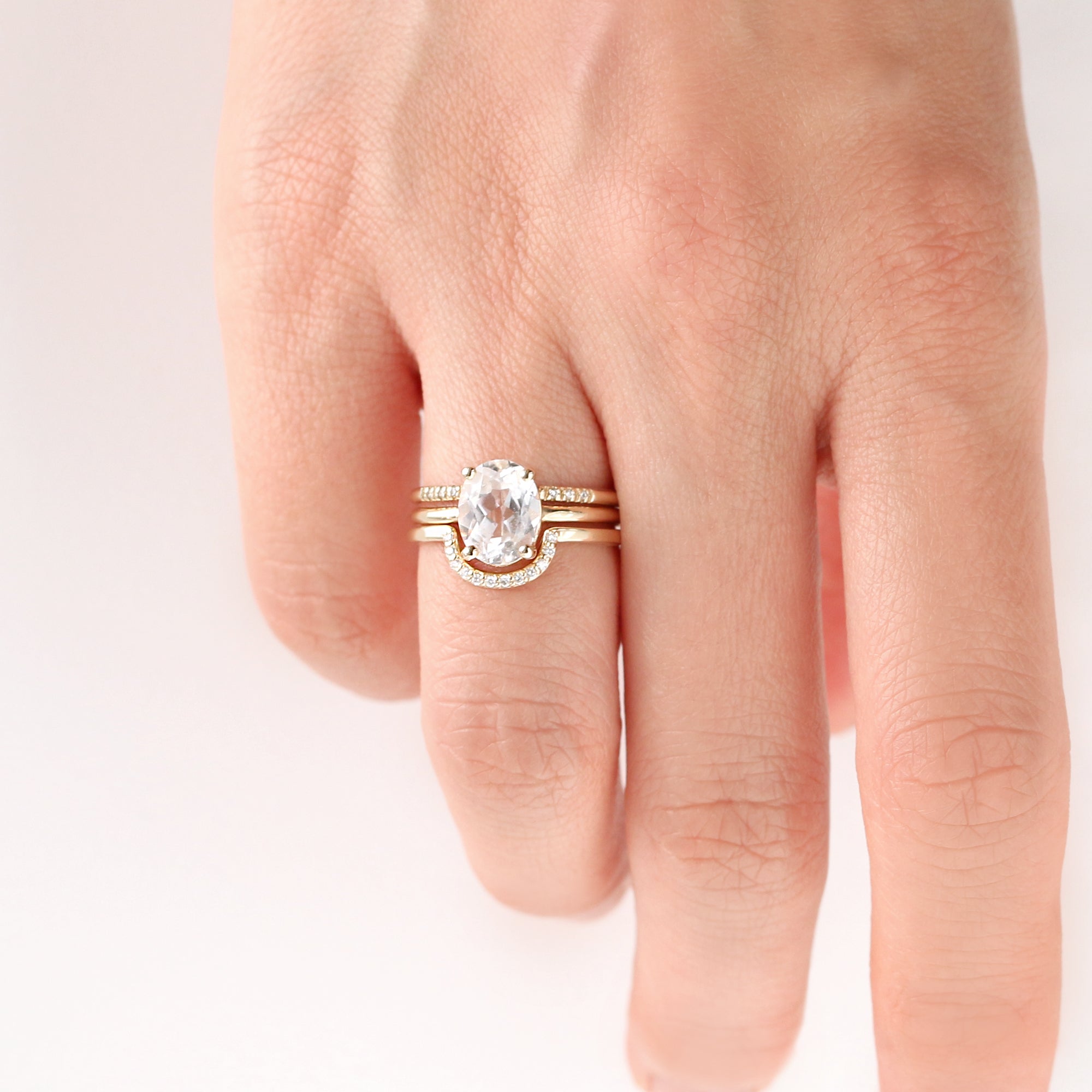 14K Luna Ring, oval white sapphire Ring, Engagement rings by Jamie Park ...