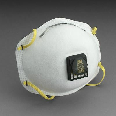 3M 8515 N95 Particulate Disposable Respirator With Cool Flow Exhalation Valve And M-Noseclip - NIOSH 42CFR84 (10 Each Per Box)