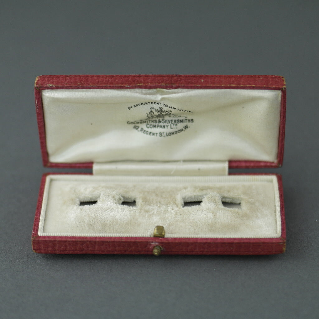 Antique red box for cufflinks British Empire London Goldsmiths and Sil ...