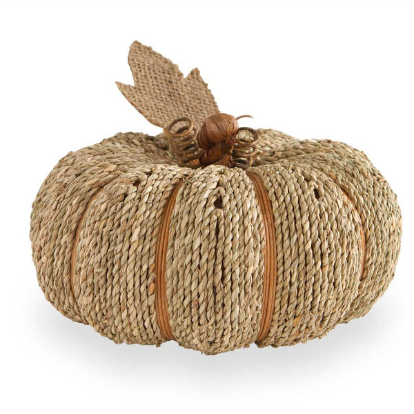 Sea Grass Natural Twine Pumpkin with Burlap Leaf – E.T. Tobey Company