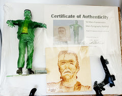 '63 Marx Frankenstein 6" Miniature w/pyrography Portrait   COA