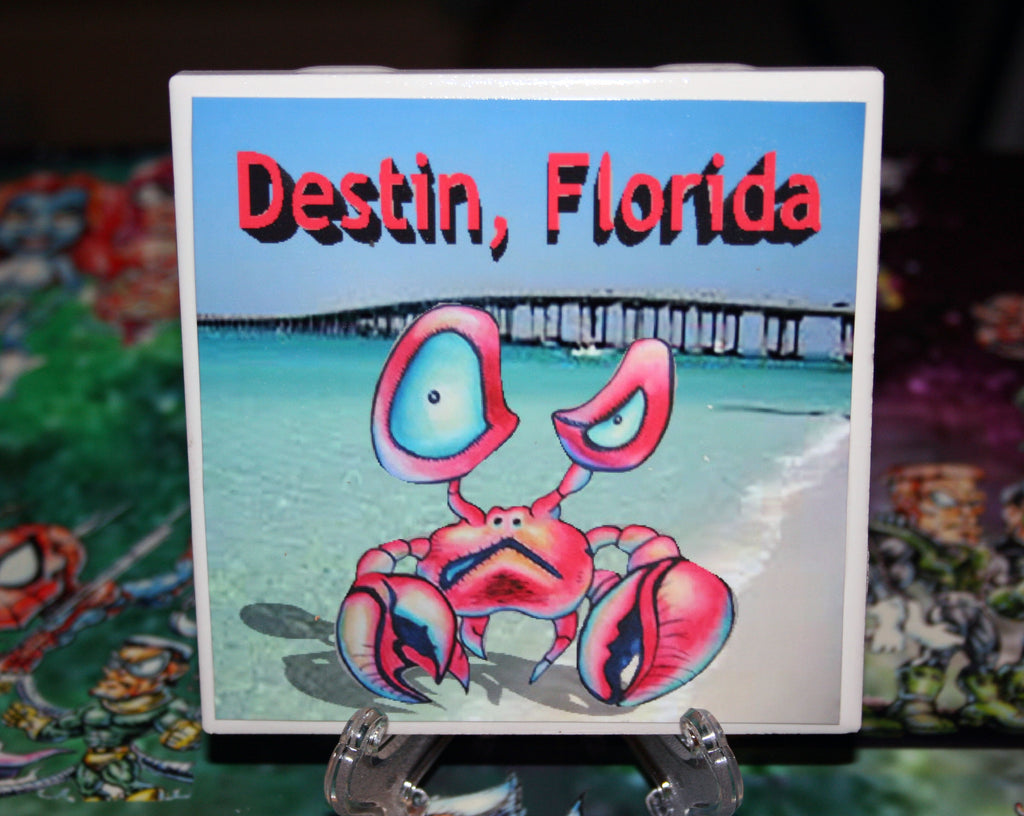 Destin Crab Custom Art Print Drink Coaster