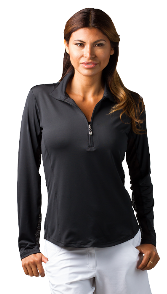 long sleeve zip polo womens