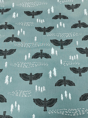 turquoise bird print fabric