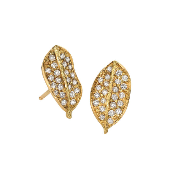 John Iversen Diamond Gold Boxwood Stud Earrings (Special Order)