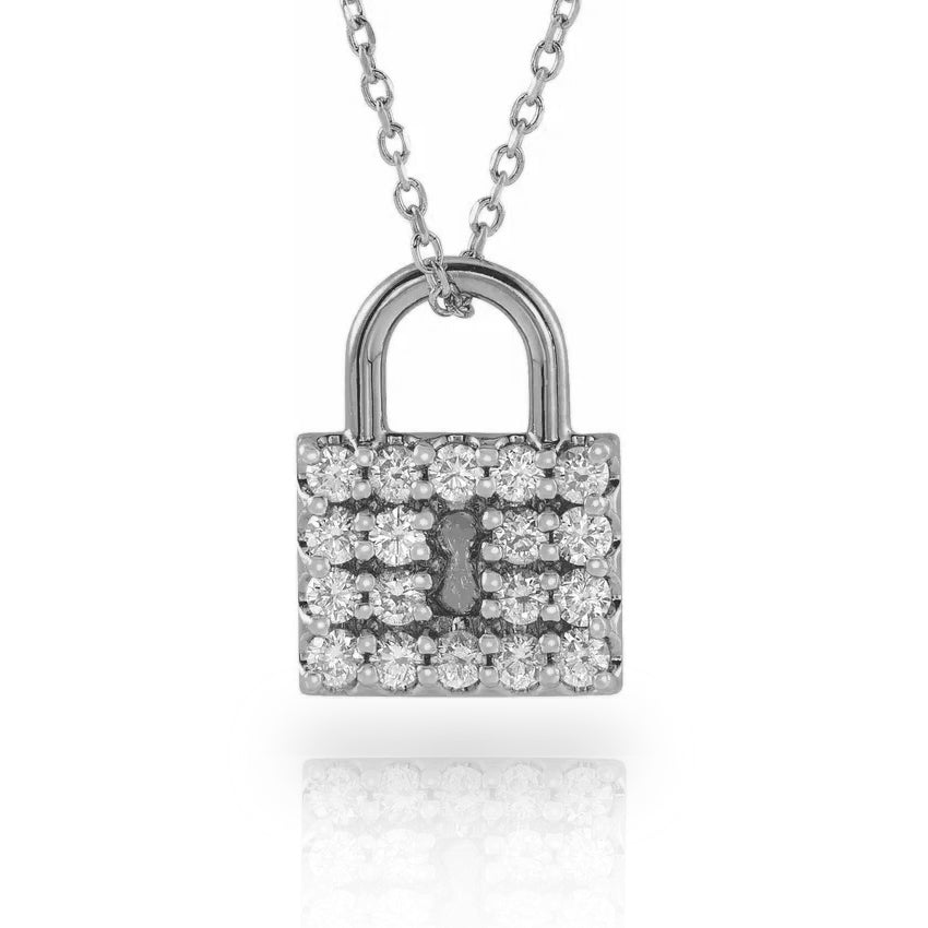 white gold padlock necklace