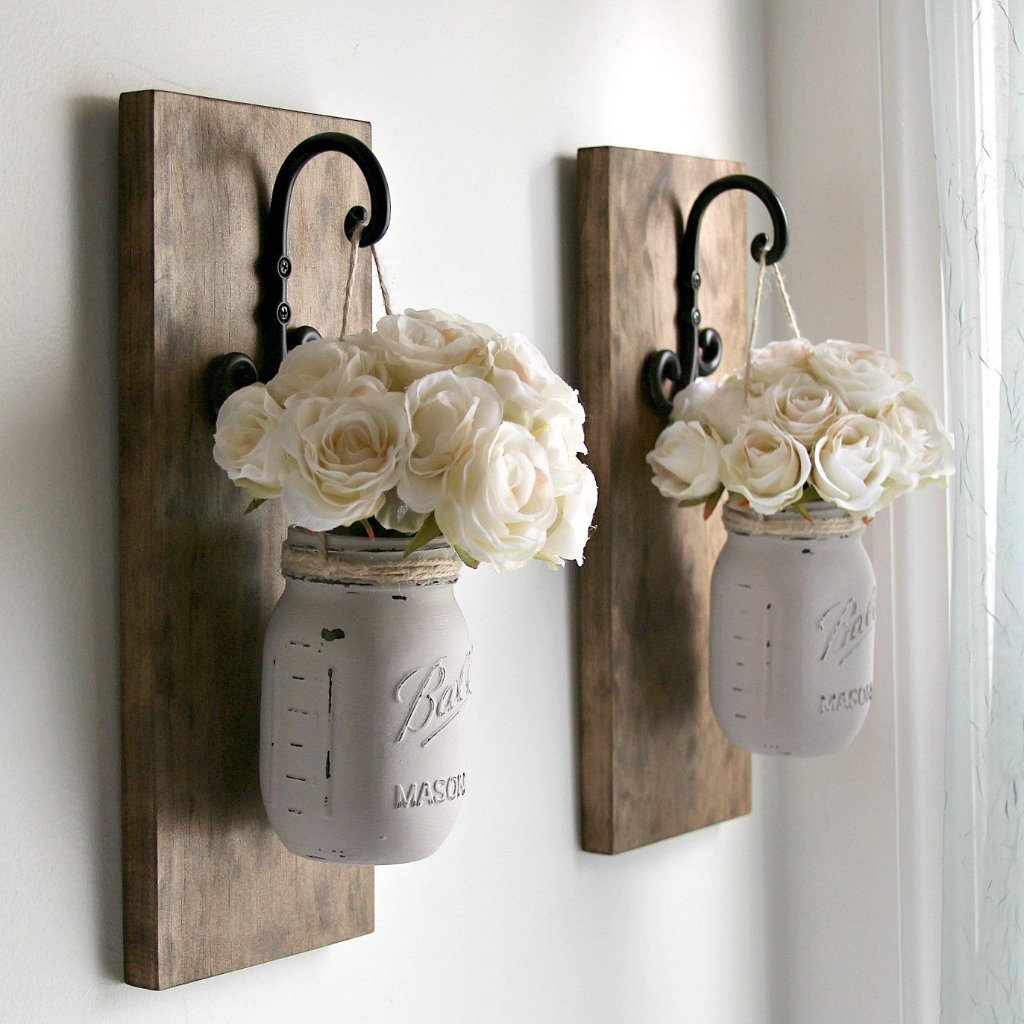 Hanging Painted Mason Jar Wall Sconces Rustic Home Decor Jarful House