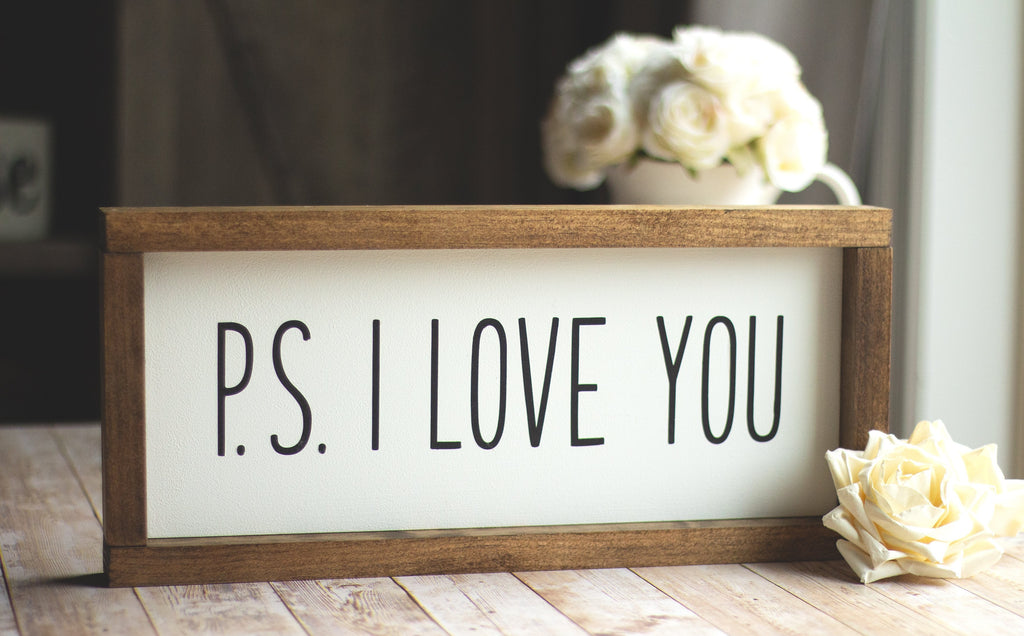 PS I LOVE YOU Wall Sign Valentine's Day Decor Black Letters