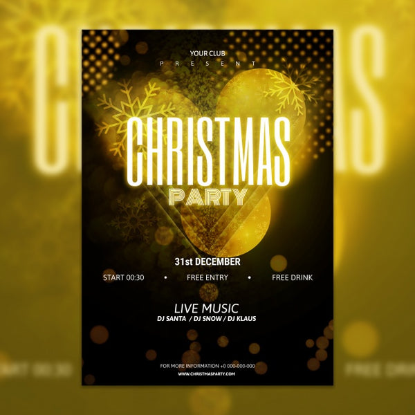Free Elegant Golden And Black Christmas Party Poster Mockup Psd ...