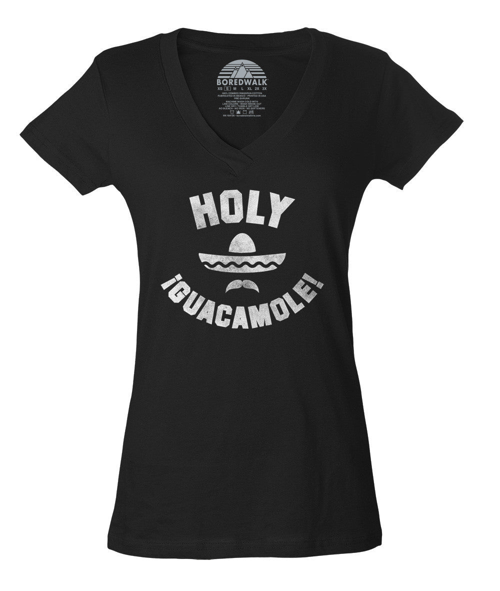 Womens Holy Guacamole Vneck T Shirt Funny Hipster Foodie Boredwalk 