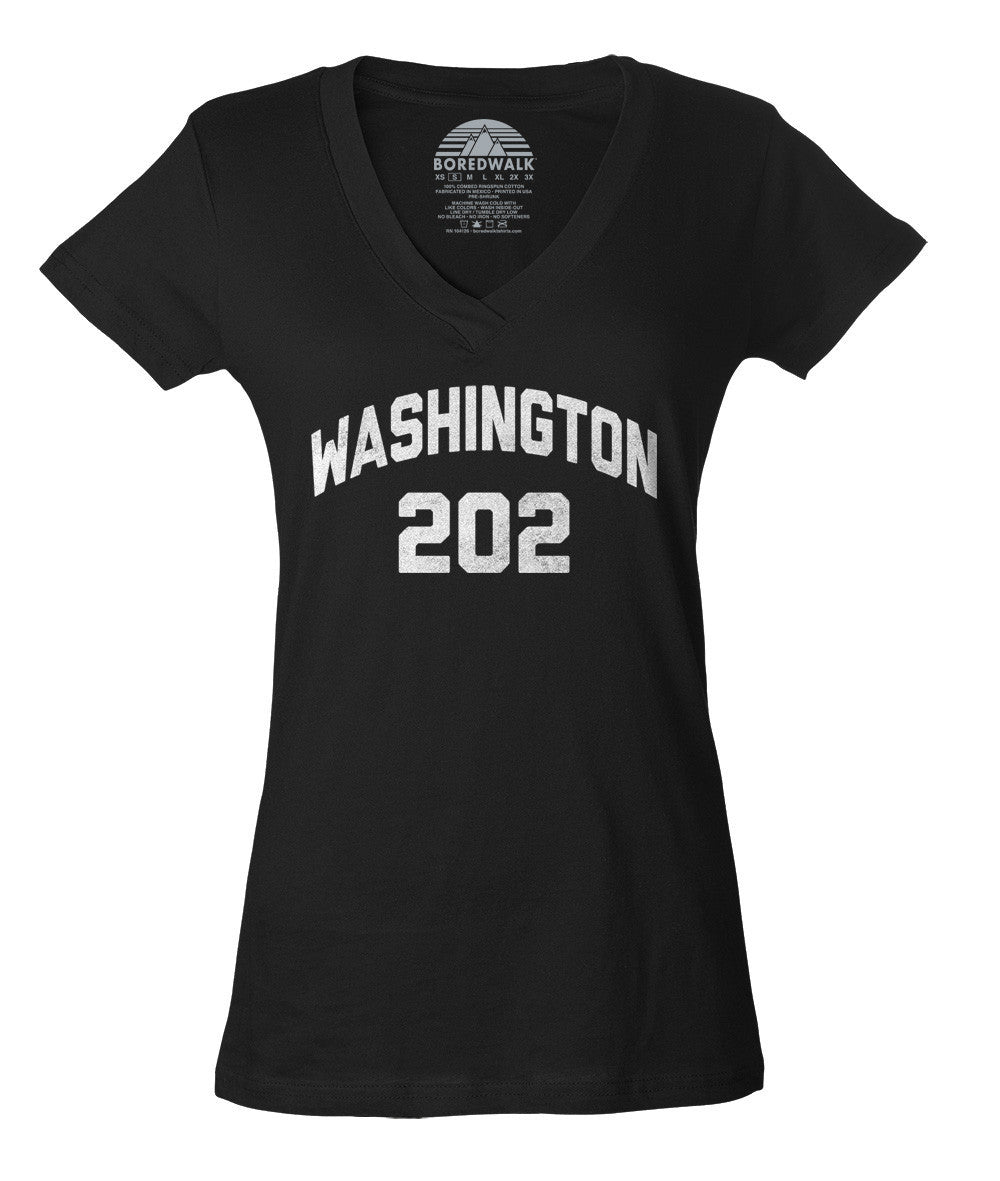 Women's Washington DC 202 Area Code Vneck T-Shirt – Boredwalk