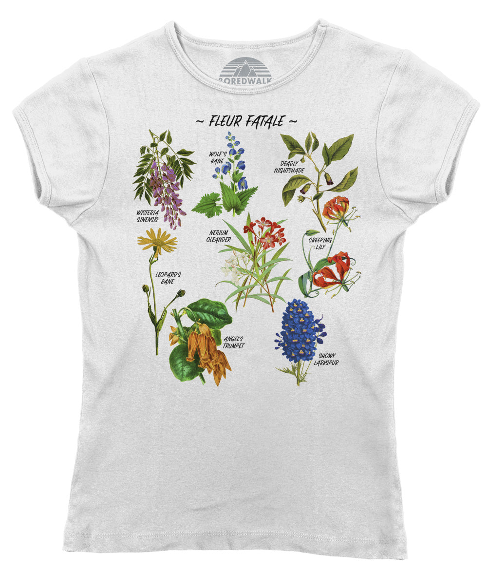 Women's Fleur Fatale Toxic Botanical Chart T-Shirt - Boredwalk