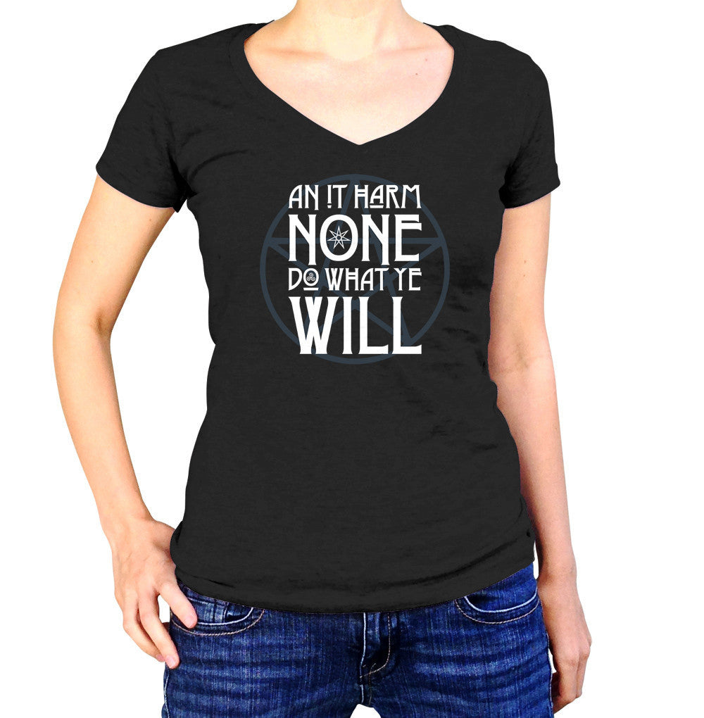 Women's An it Harm None, Do What Ye Will Vneck T-Shirt – Boredwalk