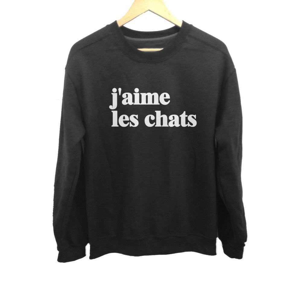 Unisex J Aime Les Chats Sweatshirt French I Love Cats Sweatshirt Boredwalk