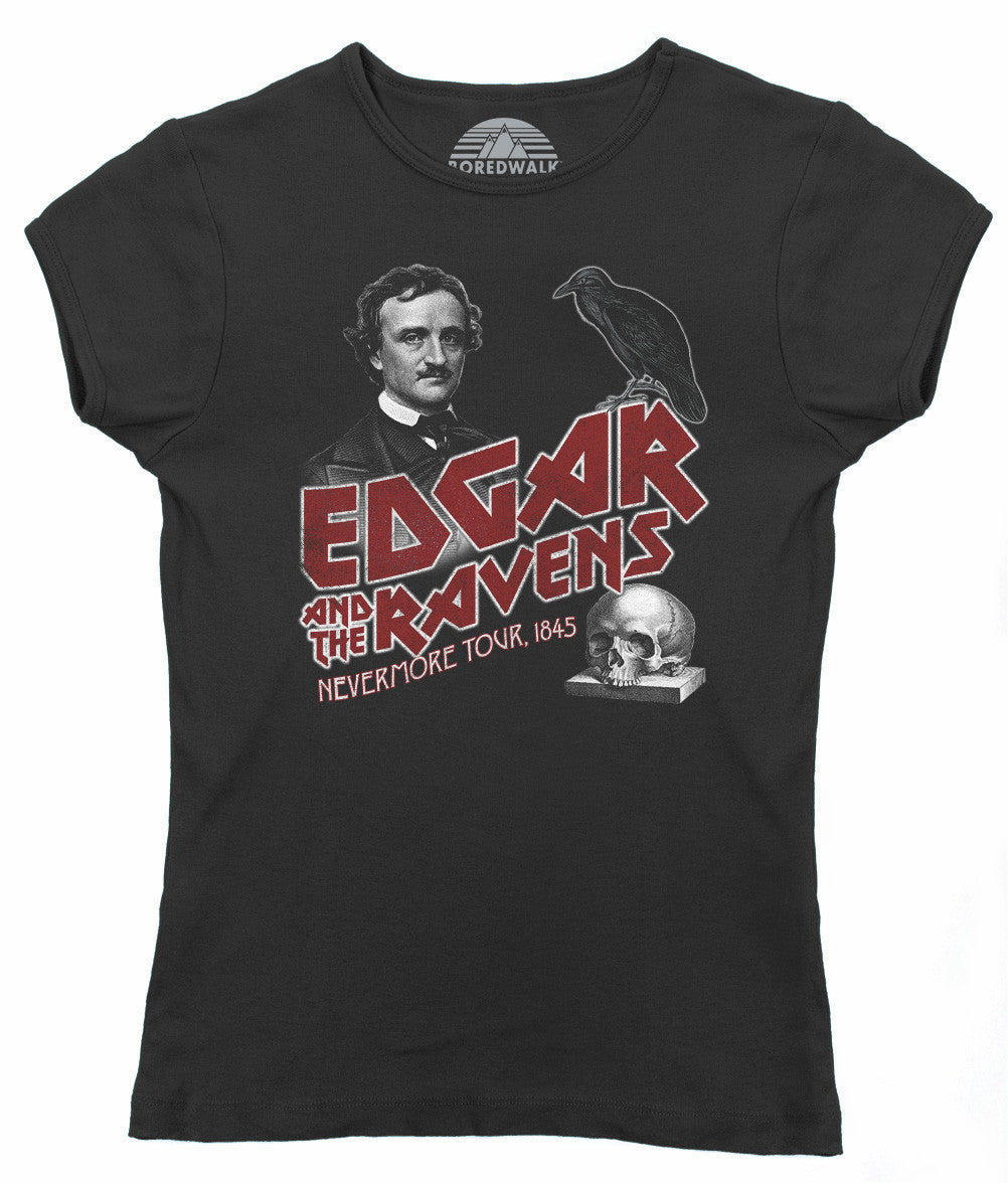 Women's Edgar and the Ravens Nevermore Tour T-Shirt - Edgar Allan Poe -  Boredwalk