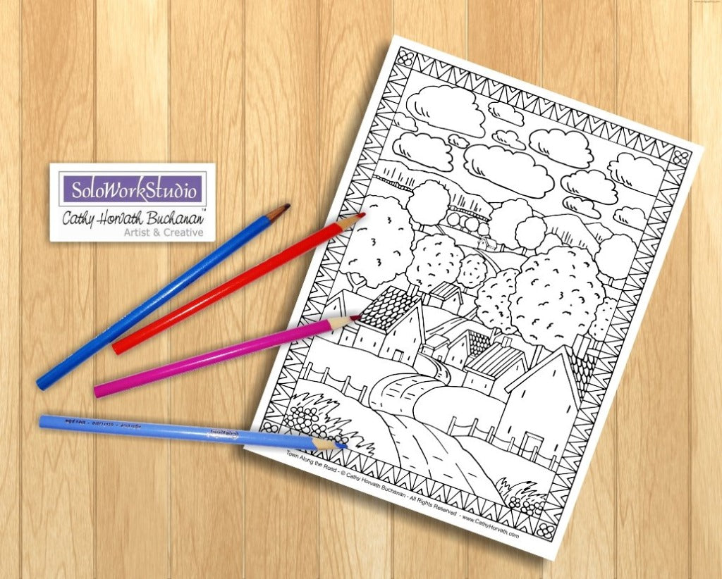 Download Country Cottage Folk Art Coloring Pages 4 Pack, PDF ...