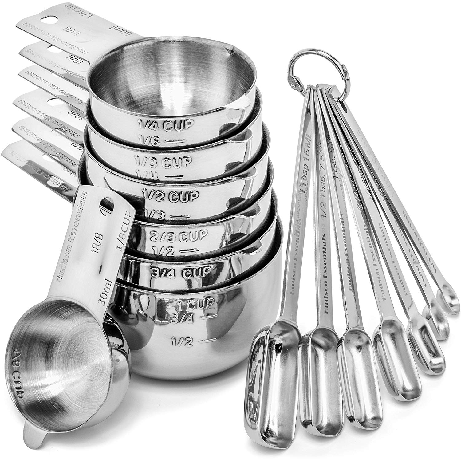 Hudson Essentials Measuring Cups And Spoons Set Stainless Steel 4590