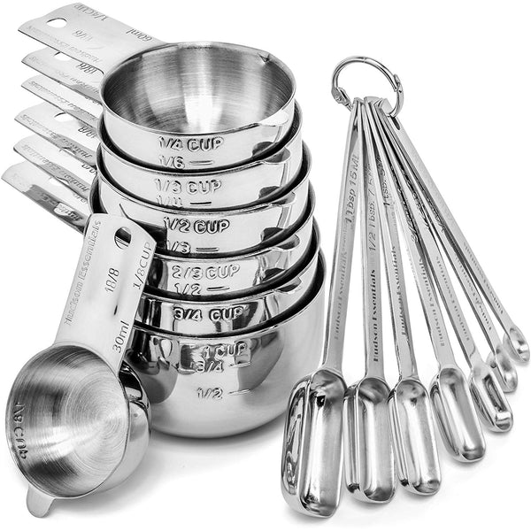 Stainless Steel Measuring Cups And Spoons Set 14 Piece Set Hudson Essentials 9169