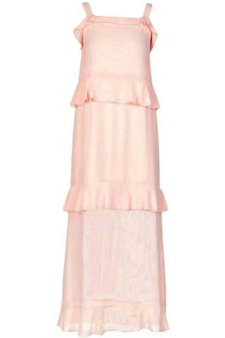 pink tiered maxi dress