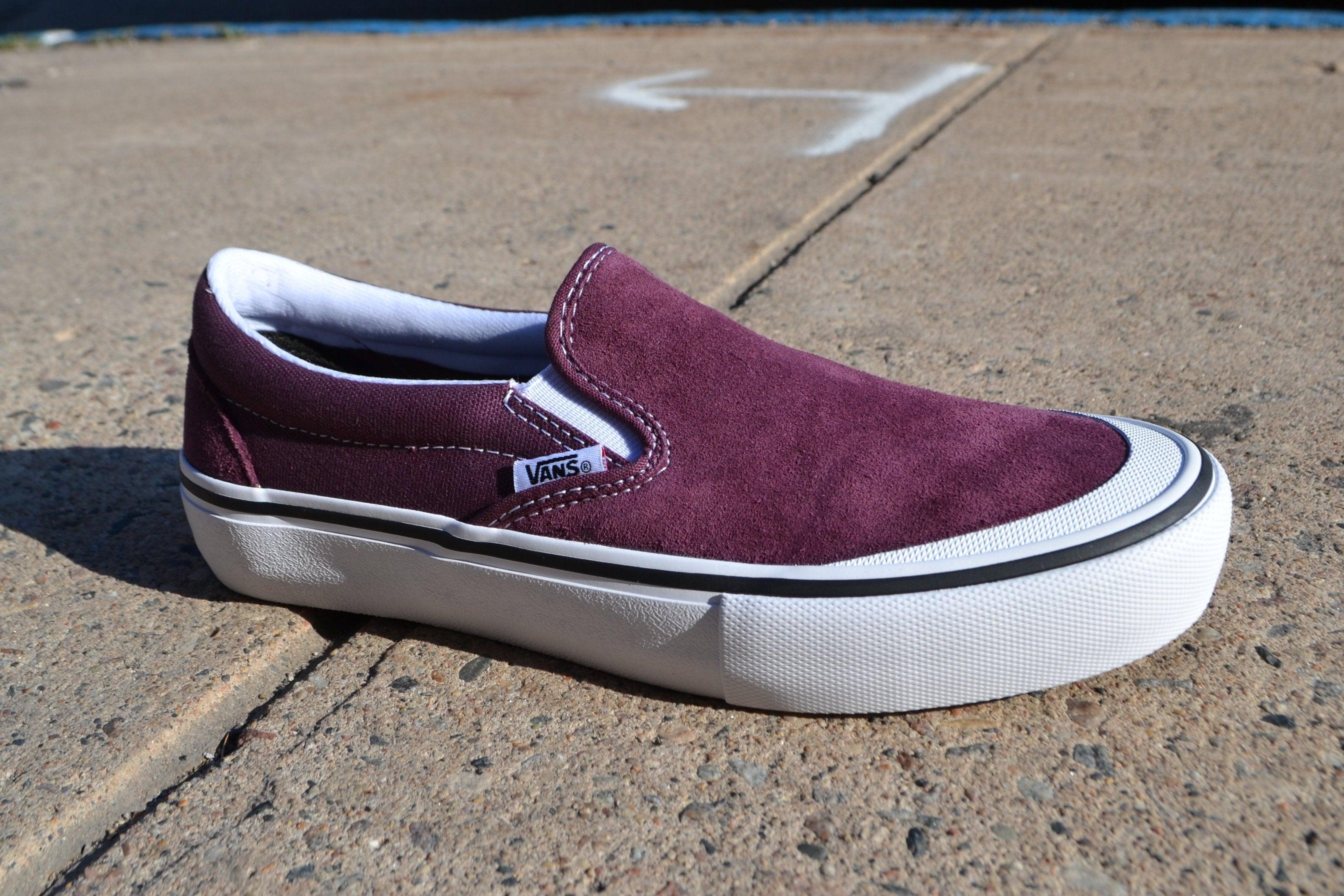 vans maroon slip ons