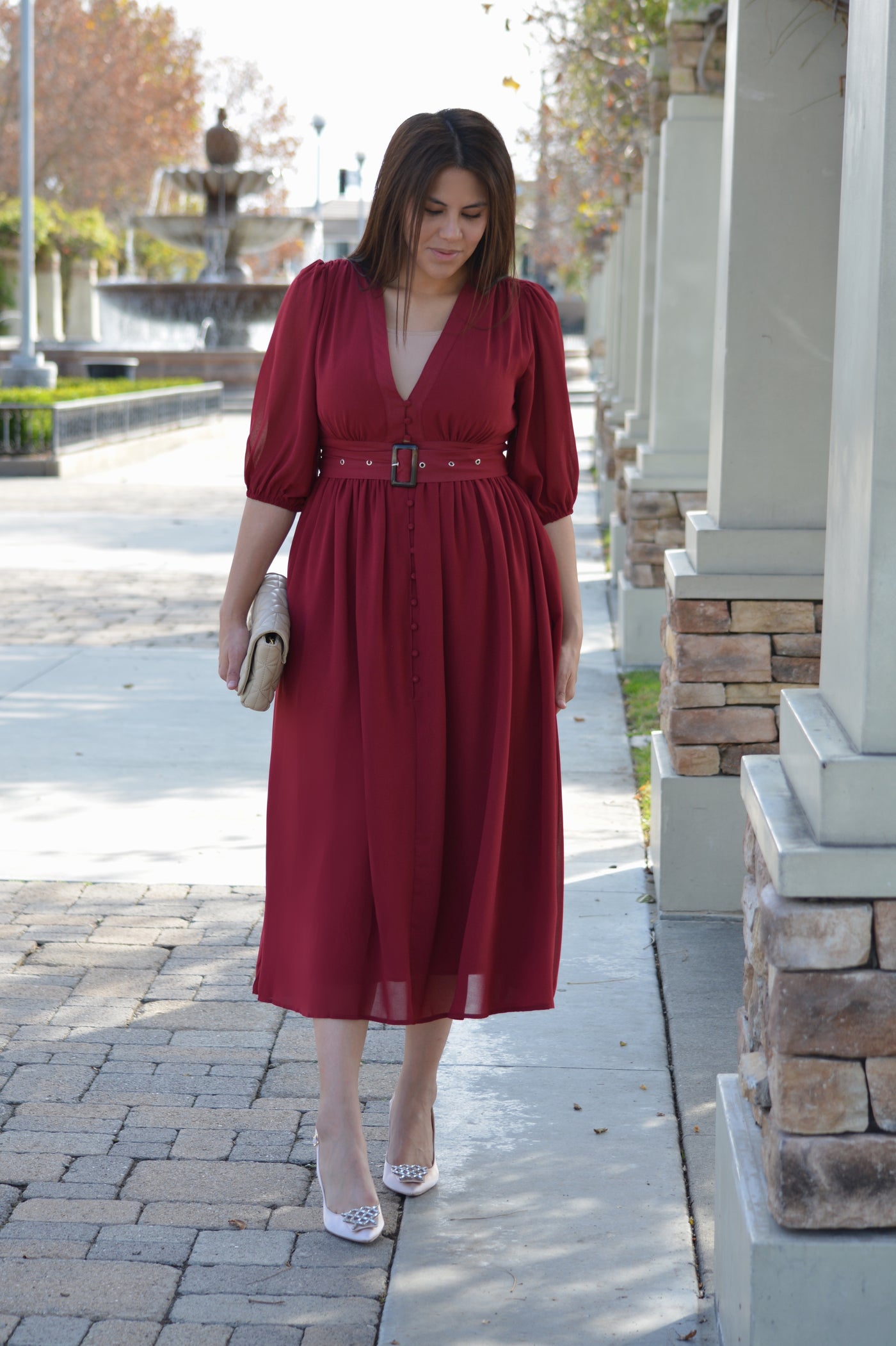 Bianca Merlot Midi Dress – Skirt Society