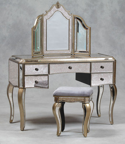 Vanity Table Set Mirrored Dressing Table Mirror And Stool